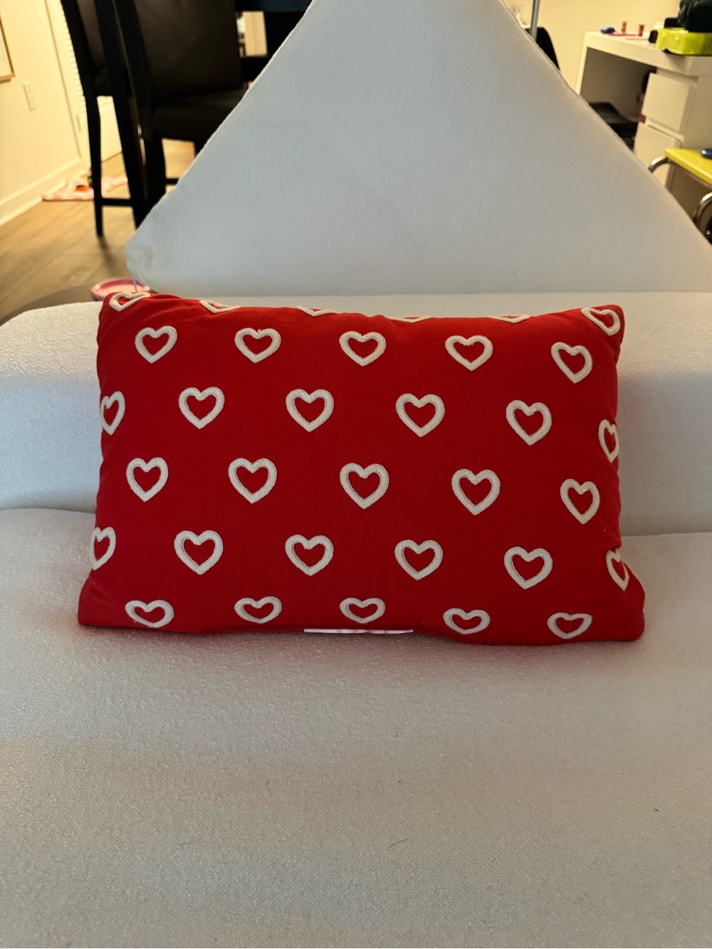 Target Red Pillow with White Heart Pattern